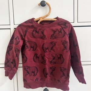 Kids Burgundy Bear Print Sweatshirt